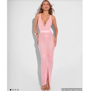 TAE - Ruched Sheer Maxi Skirty